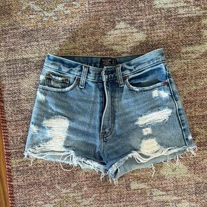 Abercrombie & Fitch Blue Distressed Jean Shorts